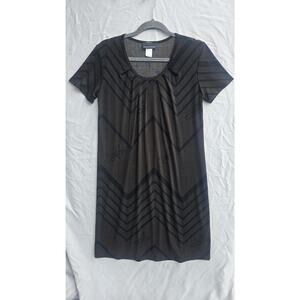 Lauren M. Hawaii Petite Dress Women Petite Medium Black Chevron Scoop Neck Shift